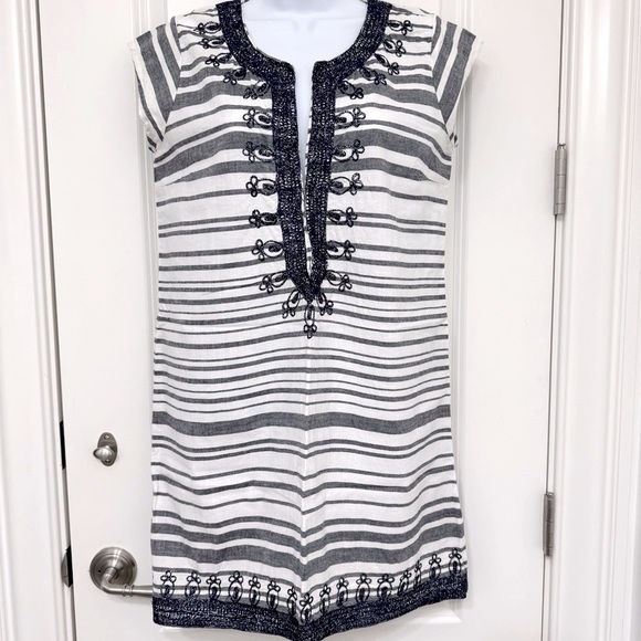 Calypso St. Barth Ro Striped Navy and White Embroidered Tunic Dress XS - Picture 4 of 8